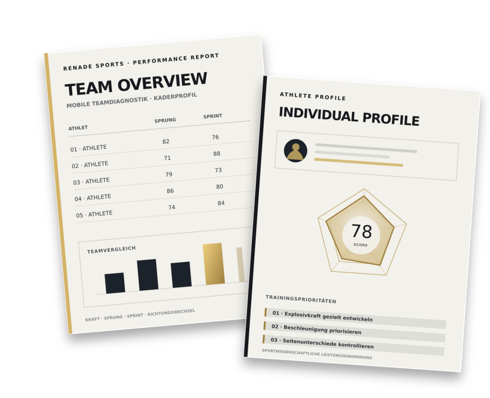 Schematische Darstellung eines Renade Sports Performance Reports